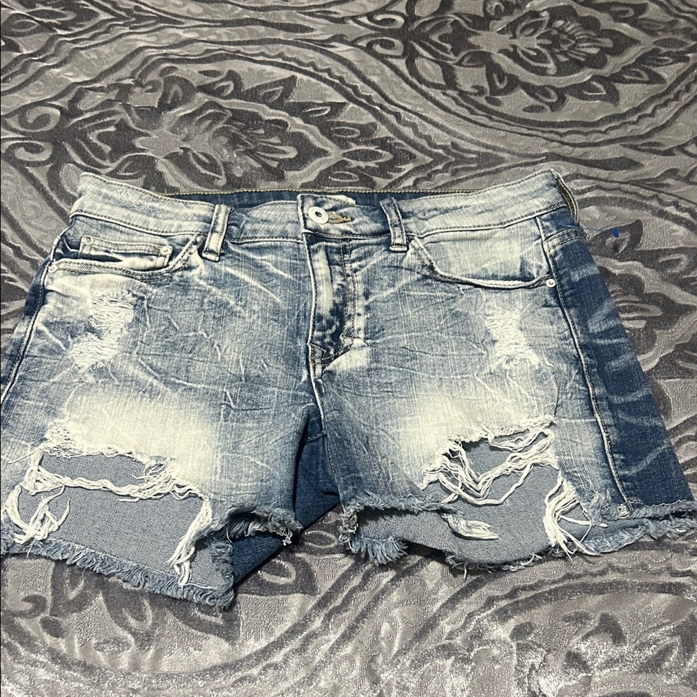 Sneak Peek Light Blue Distressed Denim Cutoff Shorts